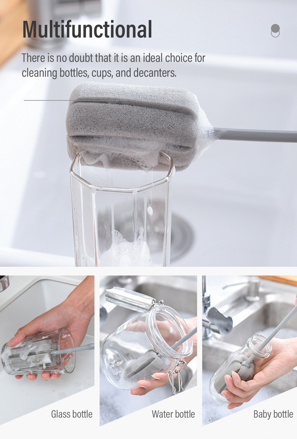 PP Short Handle Sponge Multi-purpose Bottle Brush-7